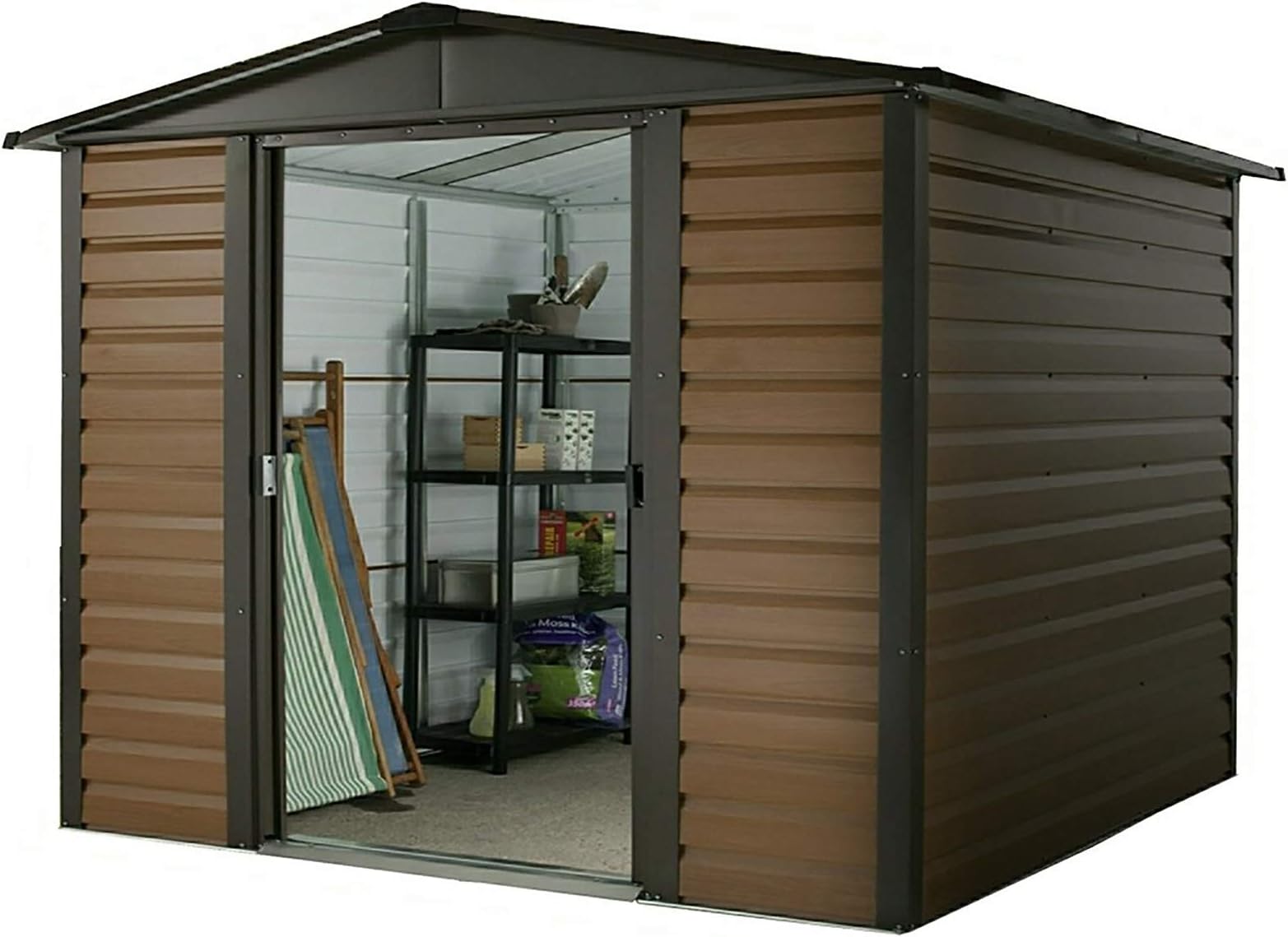 YardmasterShiplap Woodgrain 10x6 Apex Metal Shed & Frame - Assembly Available