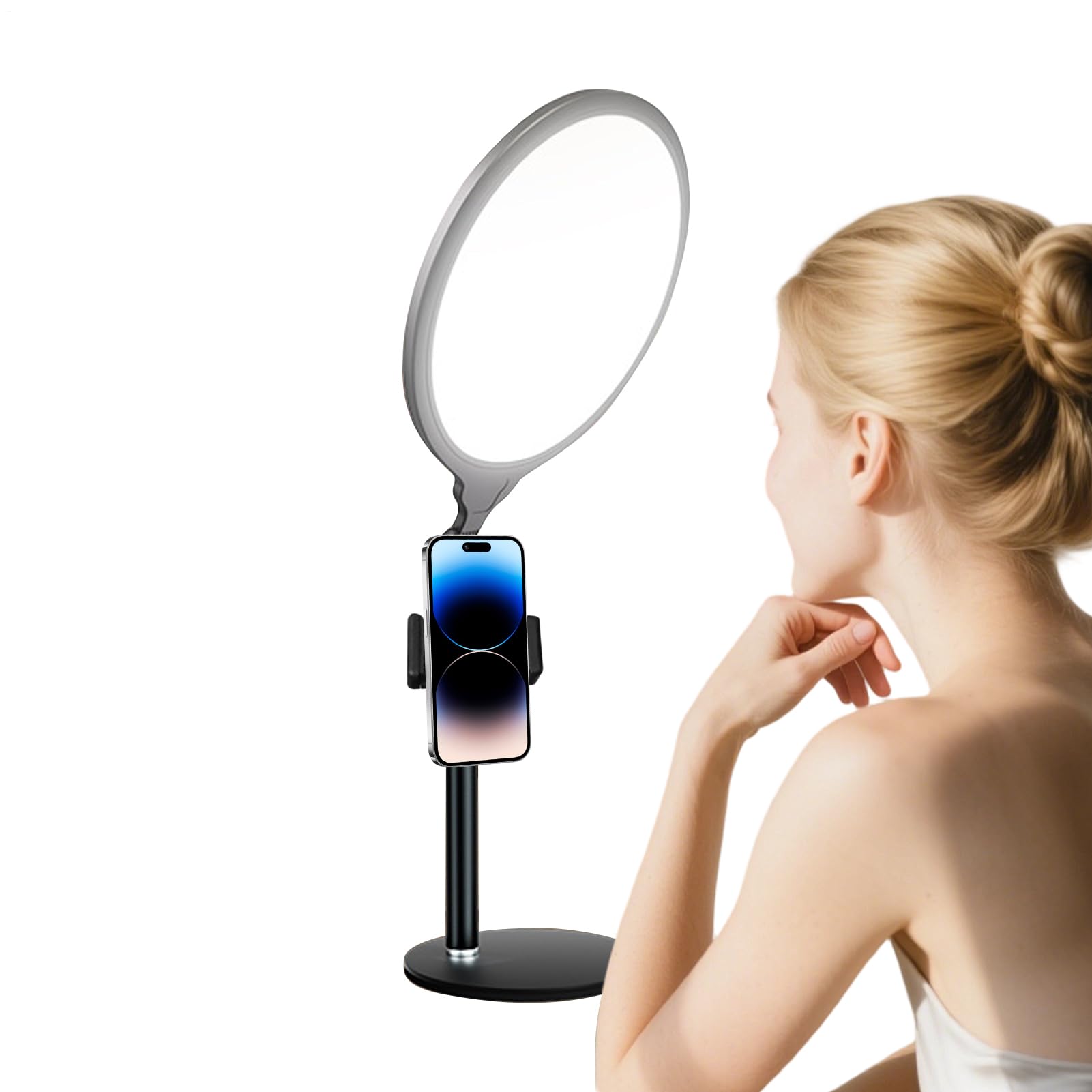 Luce Per Selfie LED a Luminosità Regolabile a Schermo Intero | Luce Ad Anello Con Regolazione Della Luminosità Per Riunioni Live Streaming Video Conferenza Podcast Vlog Trucco Home Office