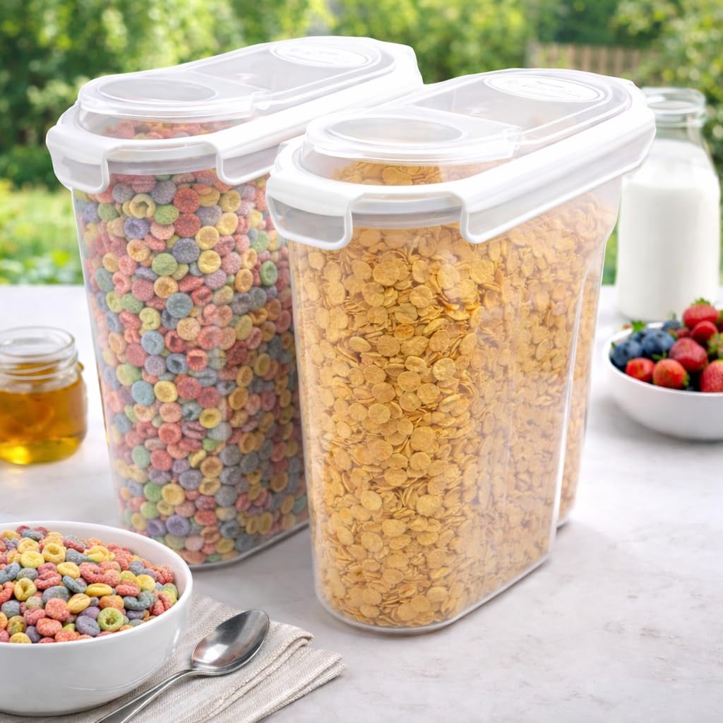 Kware Pack Of 1 Cereal Storage Containers 4L Food Grade And Bpa Free Sets With Lids Kitchen Storage & Organisation Food Containers Large Kitchen Organiser For Cornflakes (Pack Of 2)