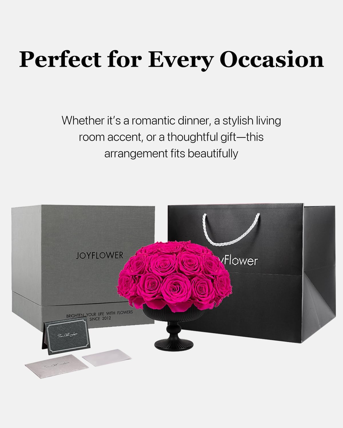 JoyFlower Preserved Flowers Vase Ceramic Decor, Eternal Flower Vases for Centerpieces, Forever Flower Decorations for Party Home Wedding Table Living Room Bedroom, Ceramic Flower Vase House Decor - Image 5