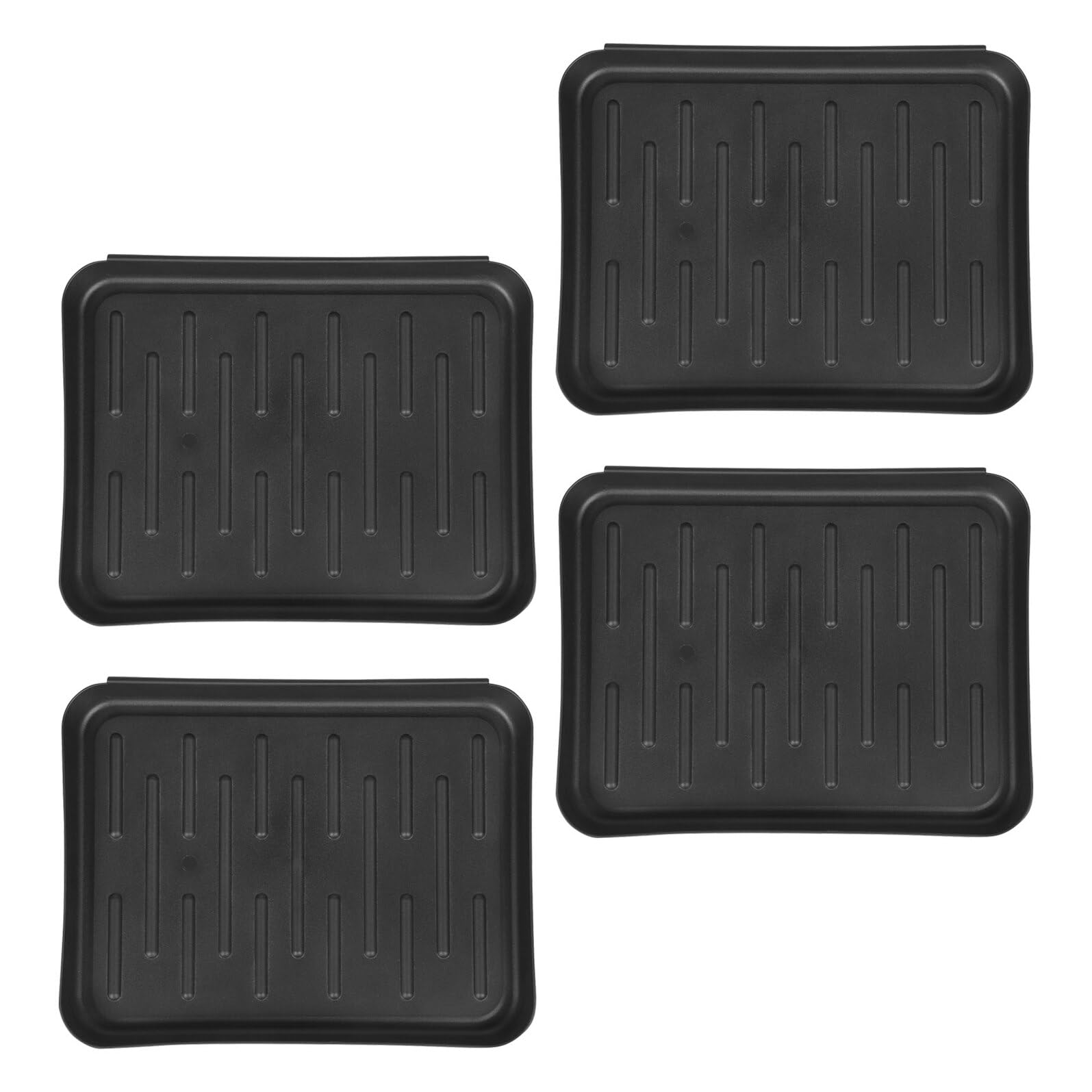 Plateau à chaussures noir en plastique 4 pièces de 35x27x3 cm pour rangement gain de place