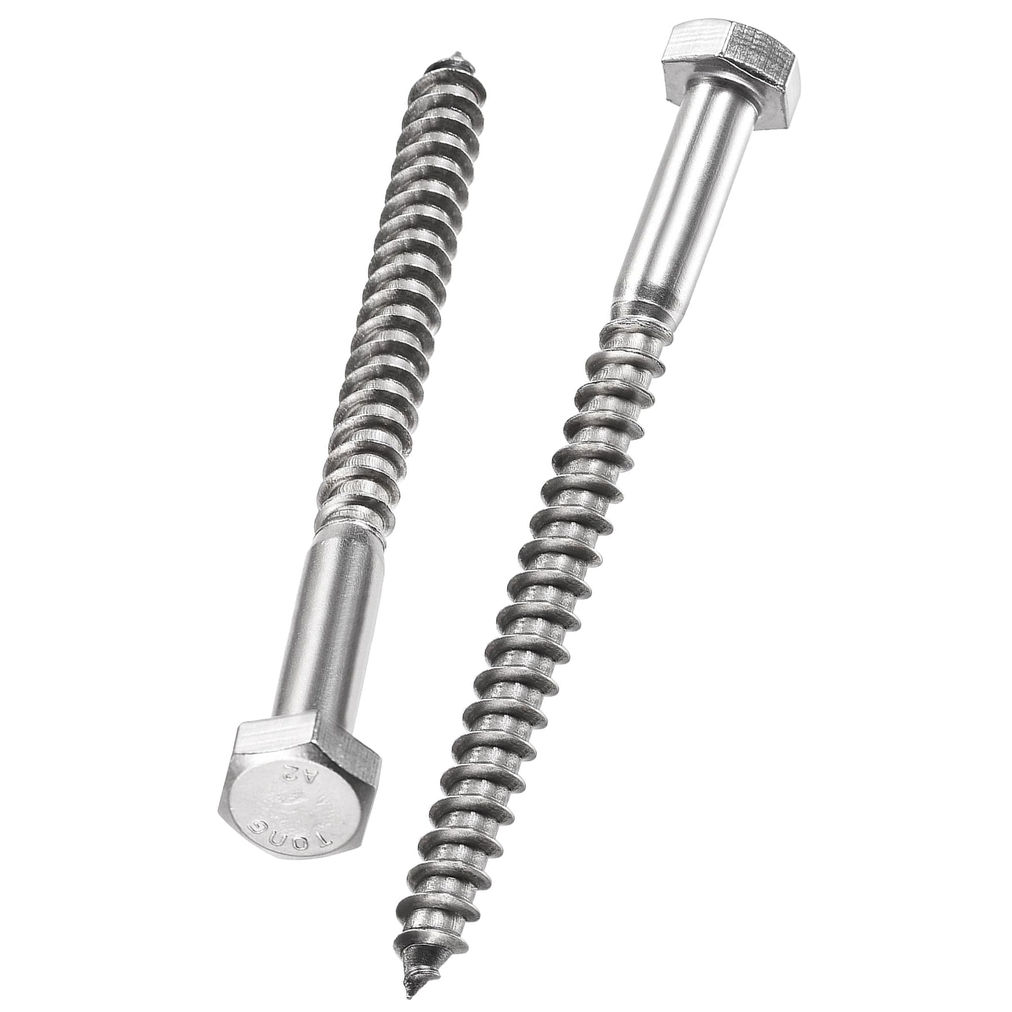 Unifizz 10 Pcs Hex Lag Screws, M8 x 100mm 304 Stainless Steel Wood Bolts