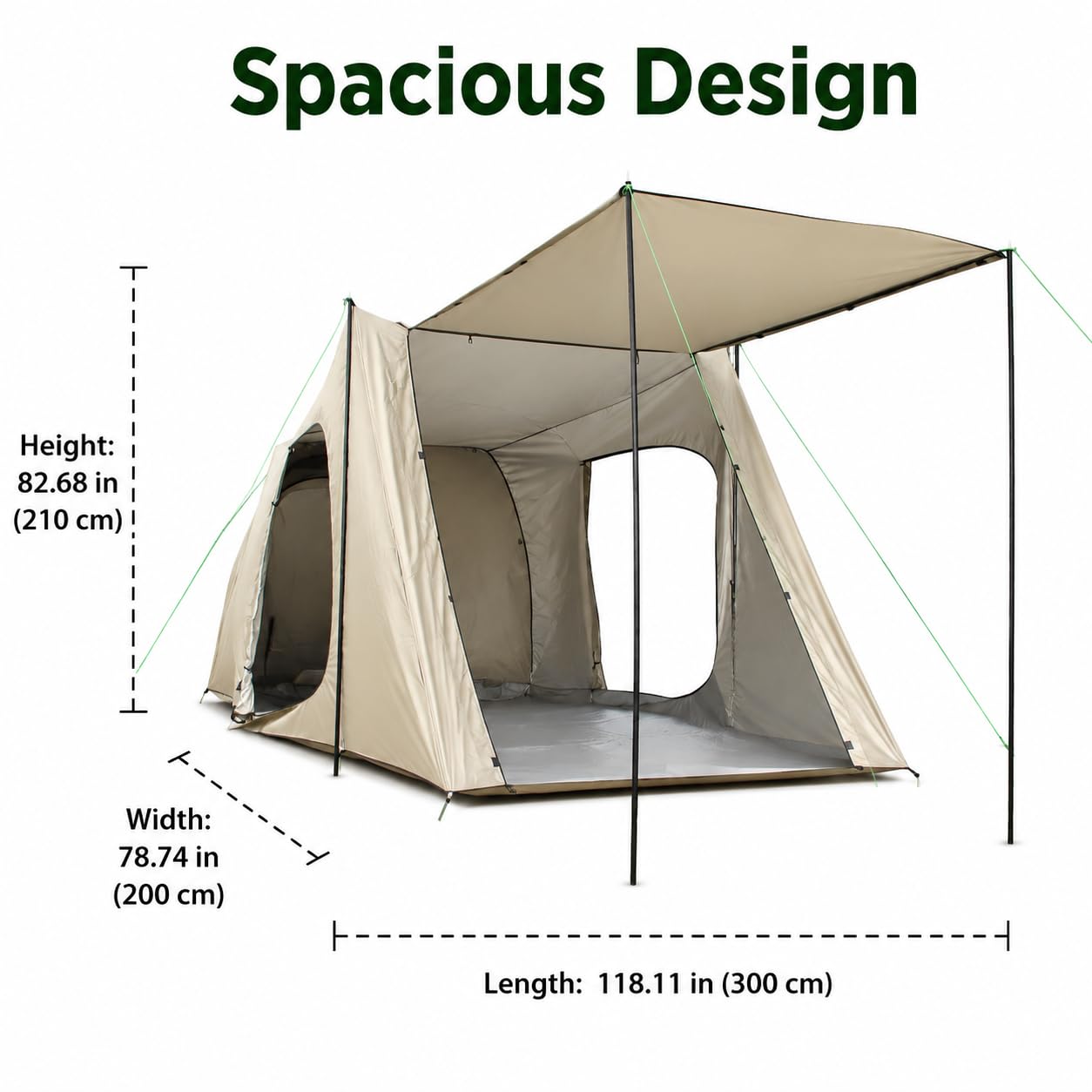 Baoblaze Tenda per Veicoli Estensione da Campeggio Riparo Metallici Inclusi Corda di Tensione Resistente Tenda da Viaggio per Escursioni Adatta a Utilizzo Turistico Campeggi, Cachi, Beige