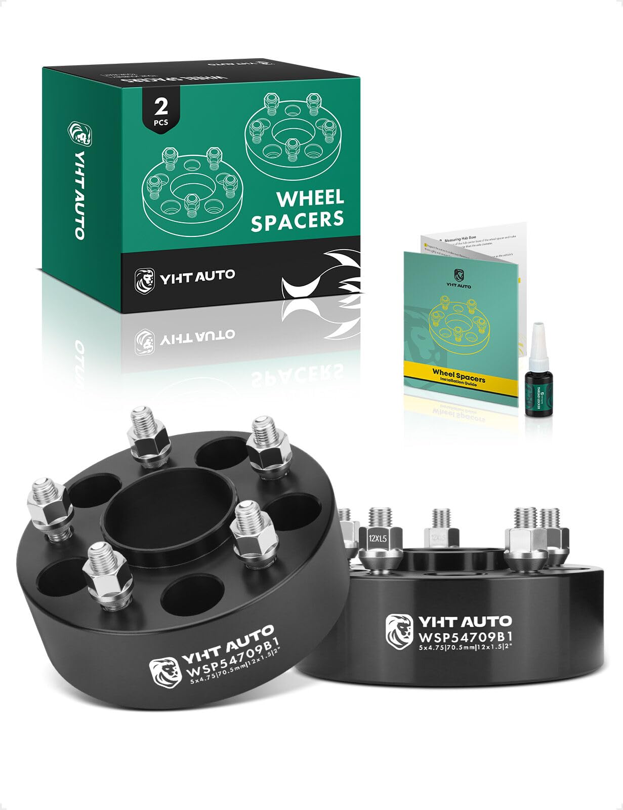 2PCS 5x4.75 Hub Centric Wheel Spacers 2 Inch Fits 1979-2019 Models, Camaro, Corvette, S10, Jimmy, S15, Sonoma, Firebird, Blazer, XLR, Eldorado, 5X120.65 Black, M12x1.5, 70.5mm Hub Bore