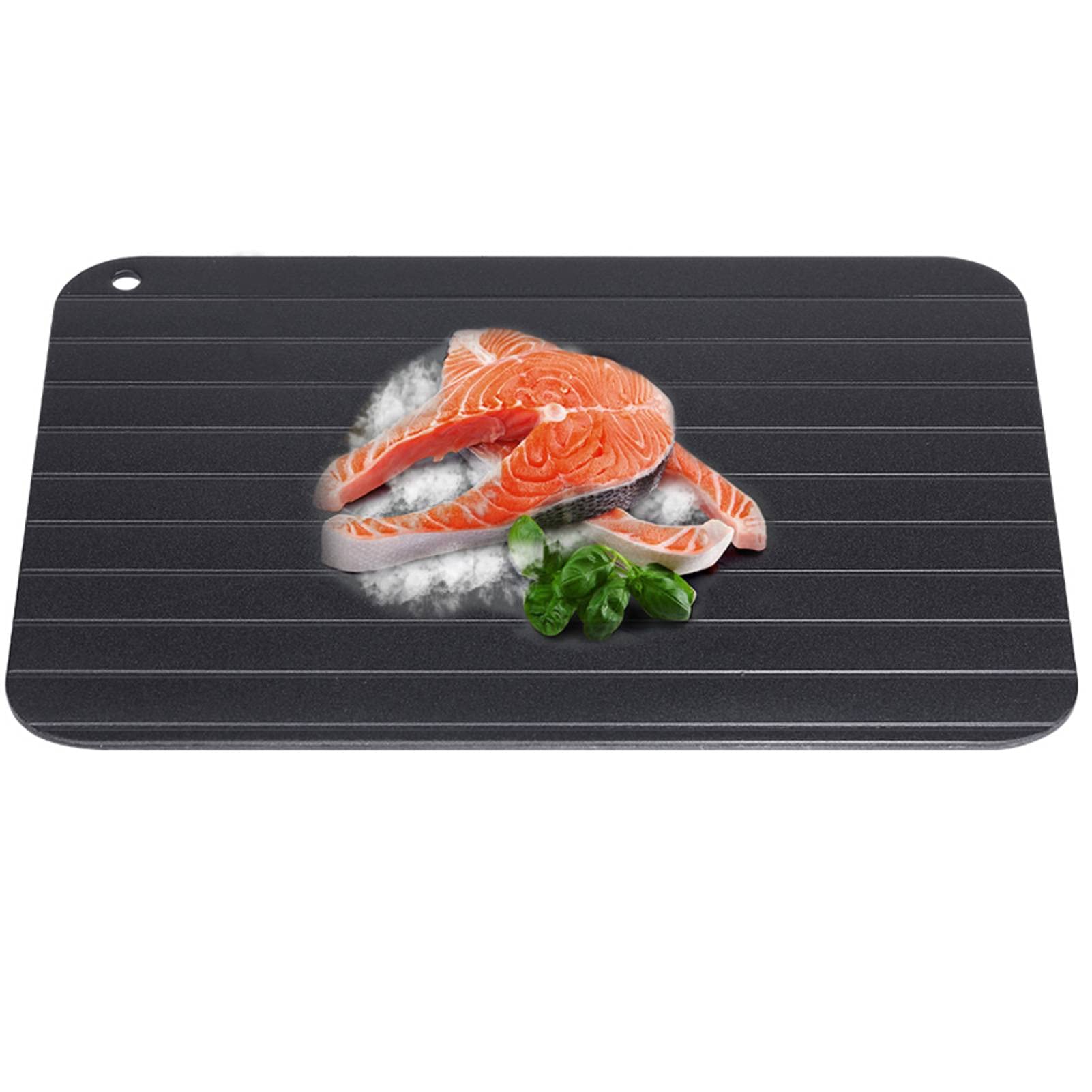 Garsent Black Fast Defrost Tray, Metal Aluminum Fast Safe Food Meat Defrosting Thawing Tray Quickly And Safely No Electricity Defrosting Plate For Home Kitchen.