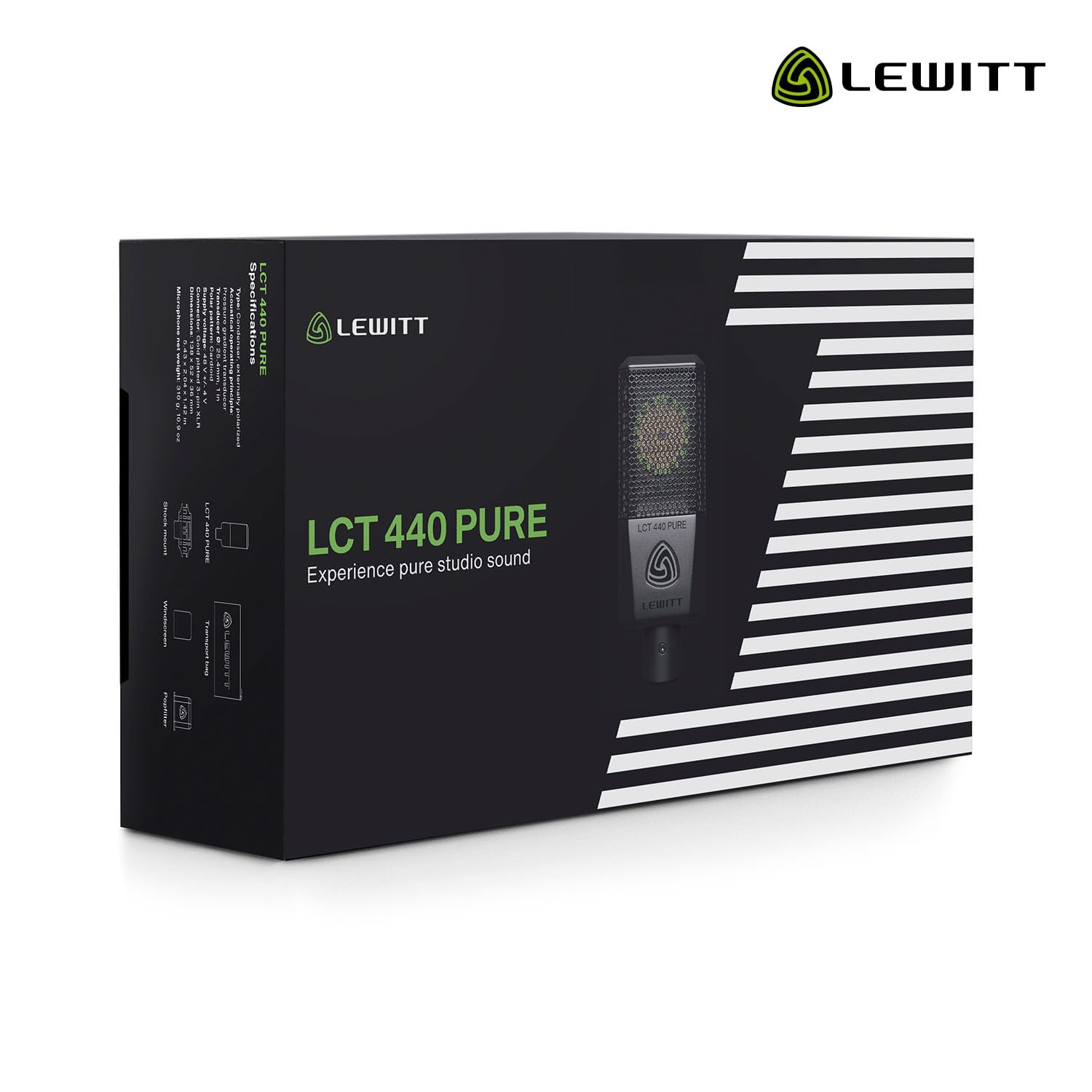 LCT 440 Pure - XLR-Kondensatormikrofon mit 1" Kapsel - Ideal für Gesang, Instrumente, Podcasting & Streaming - Inklusive Mikrofonspinne, Popschutz, Windschutz & Transporttasche