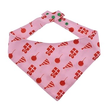 Aswadh Dog Cat Scarf Decorative Saliva Towel for Small Medium Dog Cat Pink-L