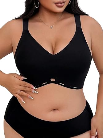 Supportive Wireless Push Up Bra for Women Plus Size Supportive No Underwire Bras Full Coverage V Neck Everyday Bralettes