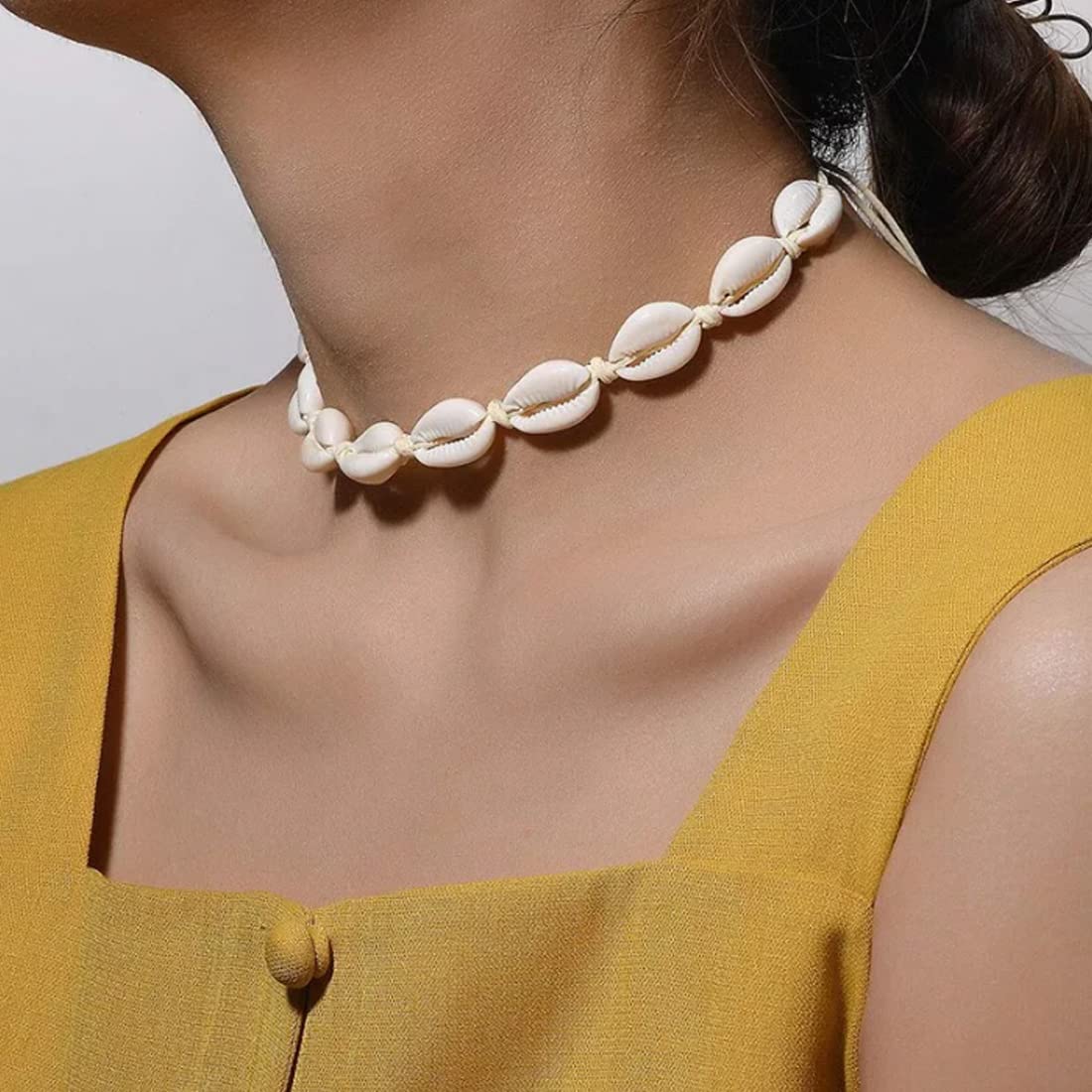 Generico 4 Pezzi Collana di Conchiglia Bohémien Corda, Collana di Conchiglia Naturale Fatte a Mano per Donne e Ragazze