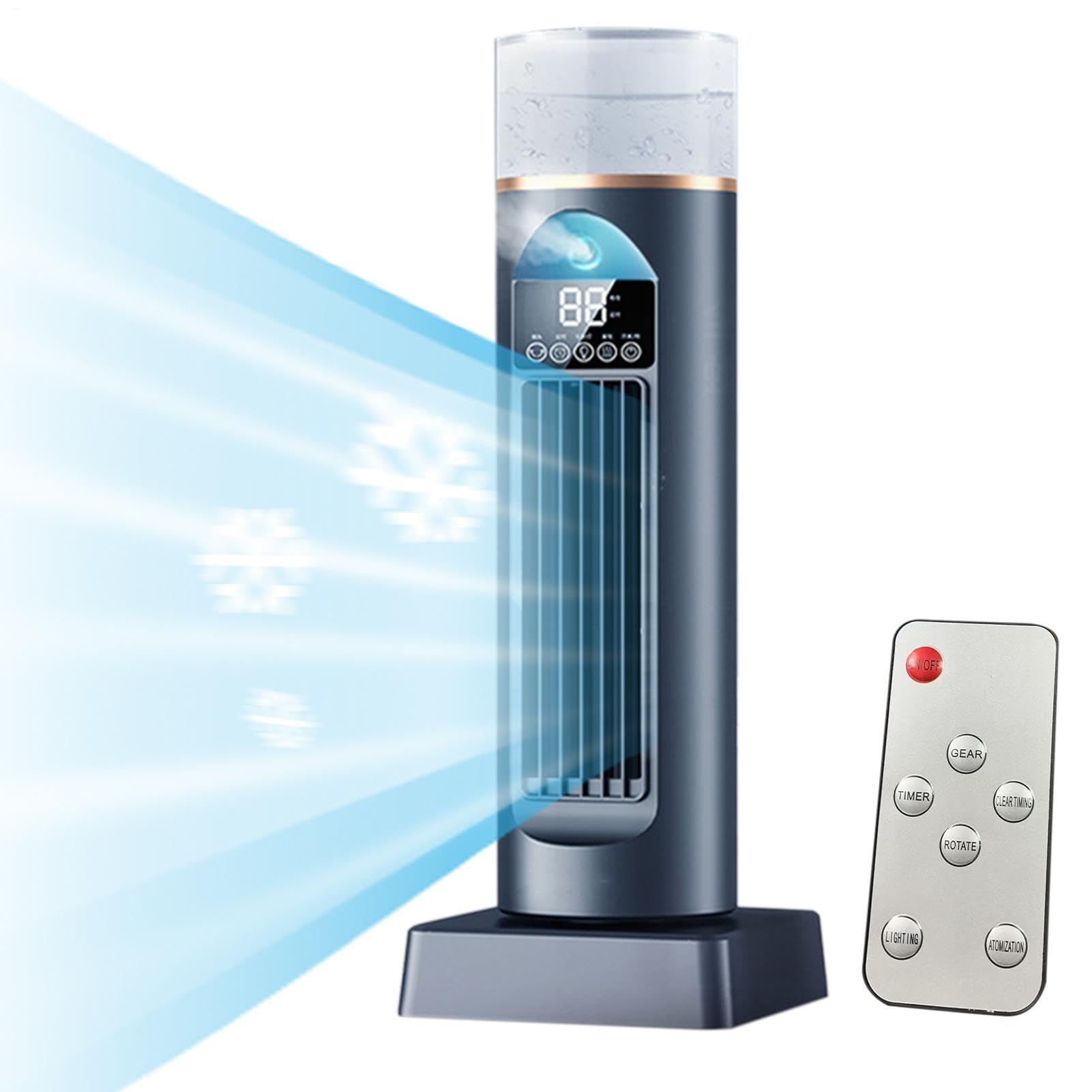 Turm AC -Klimaanlage, Kaltluftventilator, Cool Air Lüfter für Schlafzimmer, Ruhiger oszillierender bladerloser Kühler mit Fernbedienung und Wassertank, 6 Geschwindigkeitsbefeuchter für Schlafzimmer