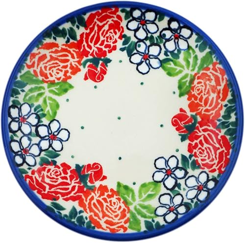 Miniatura 15 de Auténtico mini plato de cerámica polaca, plato de posavasos con diseño de enrejado aster, hecho a mano en Bolesławiec Polonia por Ceramika