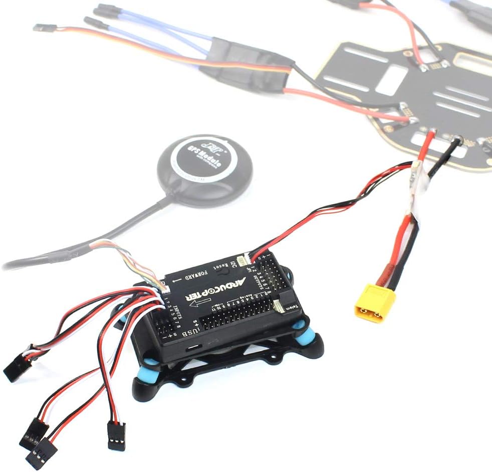 FEICHAO Shock Absorber with APM 2.8 Multicopter Flight Controller Built-in Compass Bend Pin/Straight Pin + Power Module + Extension Cable for DIY RC Drone Aircraft (Bend Pin)