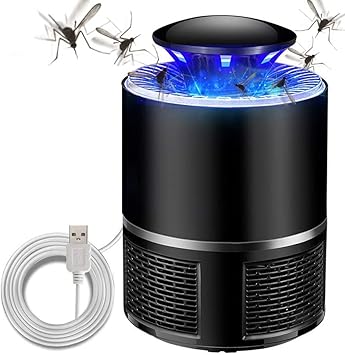 Bug Zapper, Electric Mosquito & Fly Zappers/Killer - Insect Attractant Trap Powerful Little Gnats, Hangable Mosquito Lamp for Home, Indoor, Outdoor, Patio (Black)
