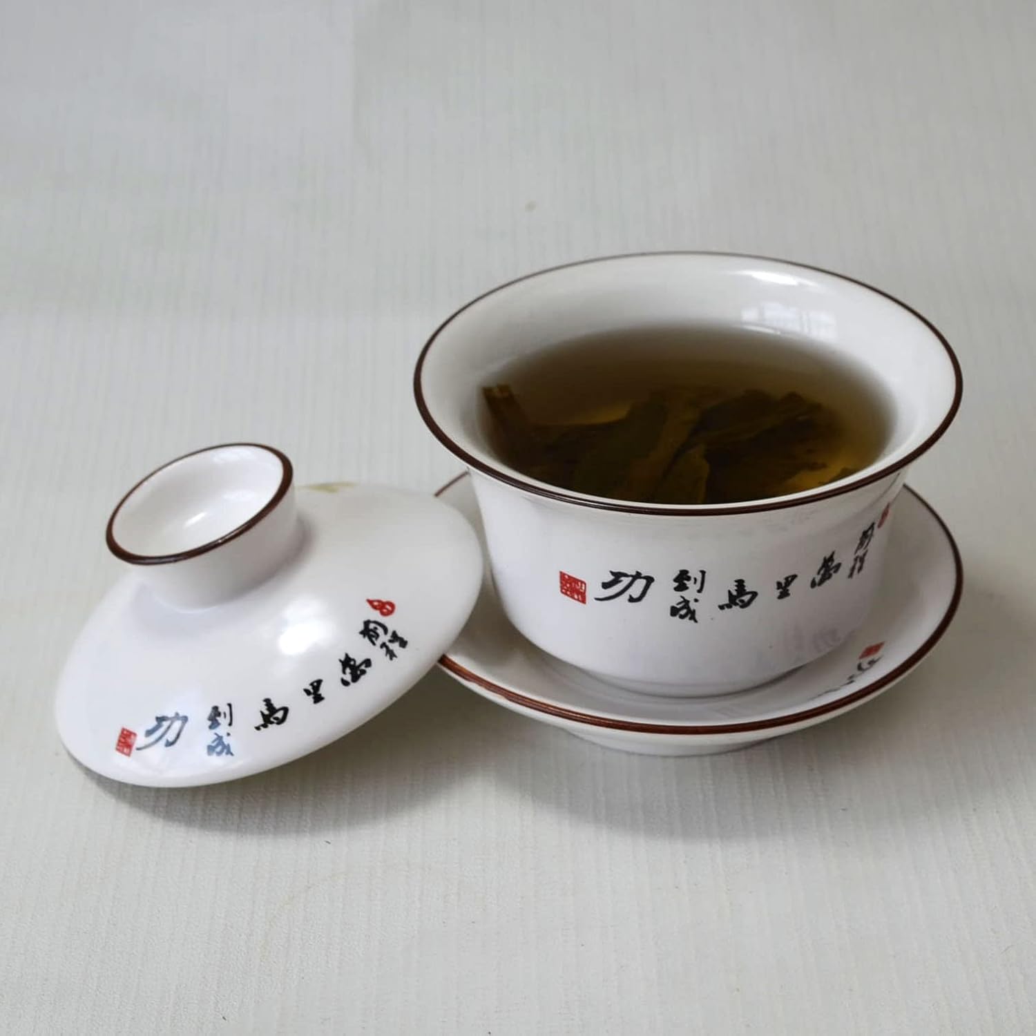 GDLK Gaiwan Teacups Chinese Tea Cup Tureen Success Sancai Cover Bowl Gongfu Tea Set (Horse)