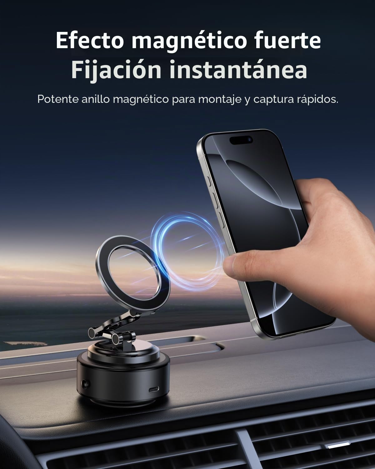 TELESIN Electric Soporte Magnetico Movil Coche, [Flexible 3-Axis] 105N 360° Ajustable Soporte de succión para MagSafe/iPhone/Android, Soporte para teléfono con Ventosa para Cocina, Gimnasio, Espejo