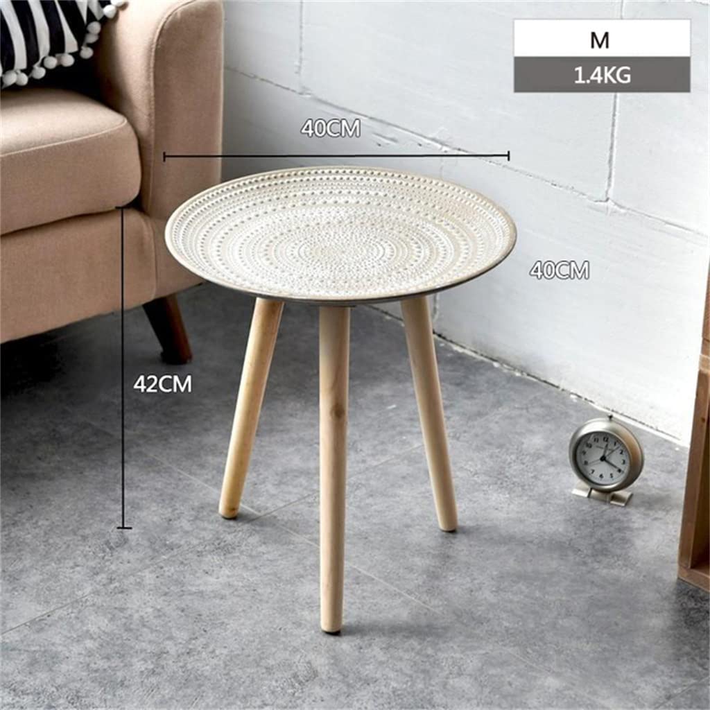 Mesa de Centro Redonda nórdica de Madera, Mesa Auxiliar para sofá, Mesa de té, Fruta, Aperitivos, Bandeja para Servir Platos, Escritorio pequeño para Sala de Estar (A)
