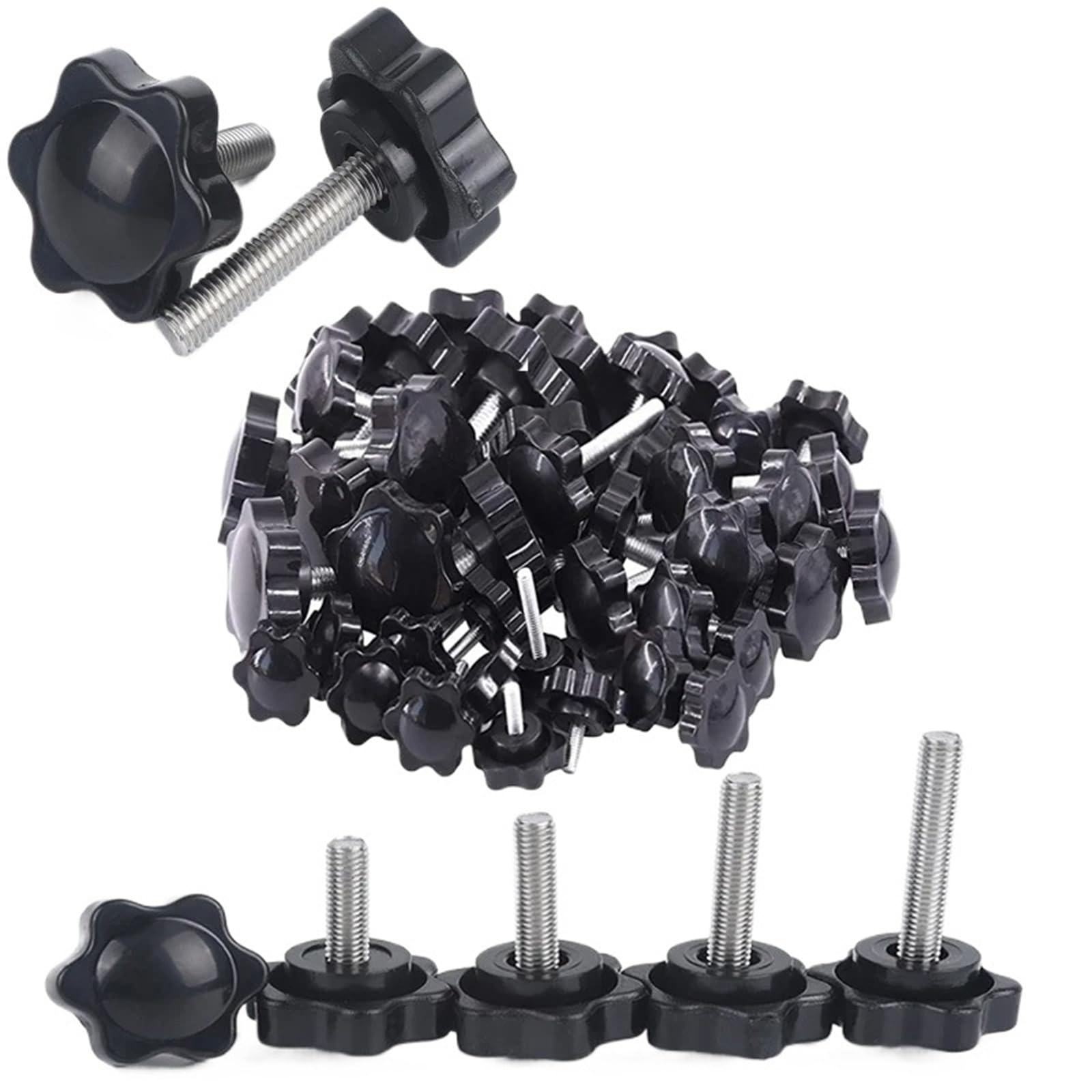 5/10 pezzi di vite serraggio a testa zigrinata con filettata in plastica a forma stella, manopola, bullone in legno M5, M6, M8 Per Cerniere Delle Porte, Riparazioni, Progetti Da(10pcs,M10x40mm 38D)