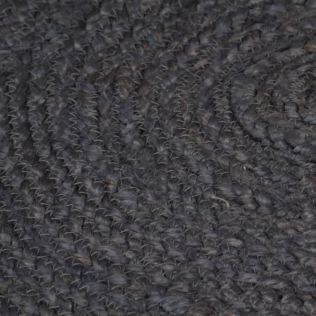 Tapis rond en jute fait à la main Gris foncé 180 cm