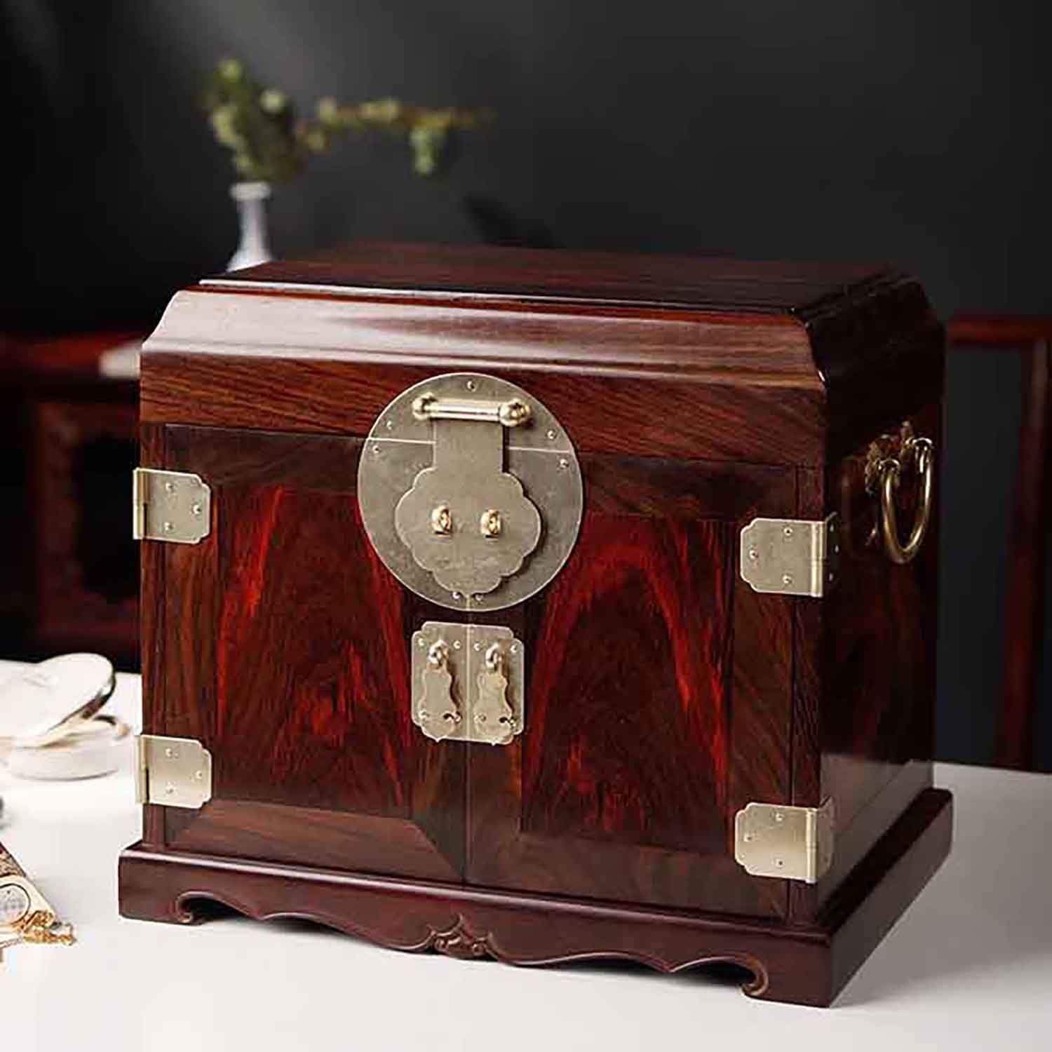 Jewelry Box Organizer Wooden Jewelry Box jujube wood Solid Wood Multi-layer Jewelry Storage Boxes & Organizers, Lockable Necklaces Rings Watches Display Case Storage,Chinese jujube wood