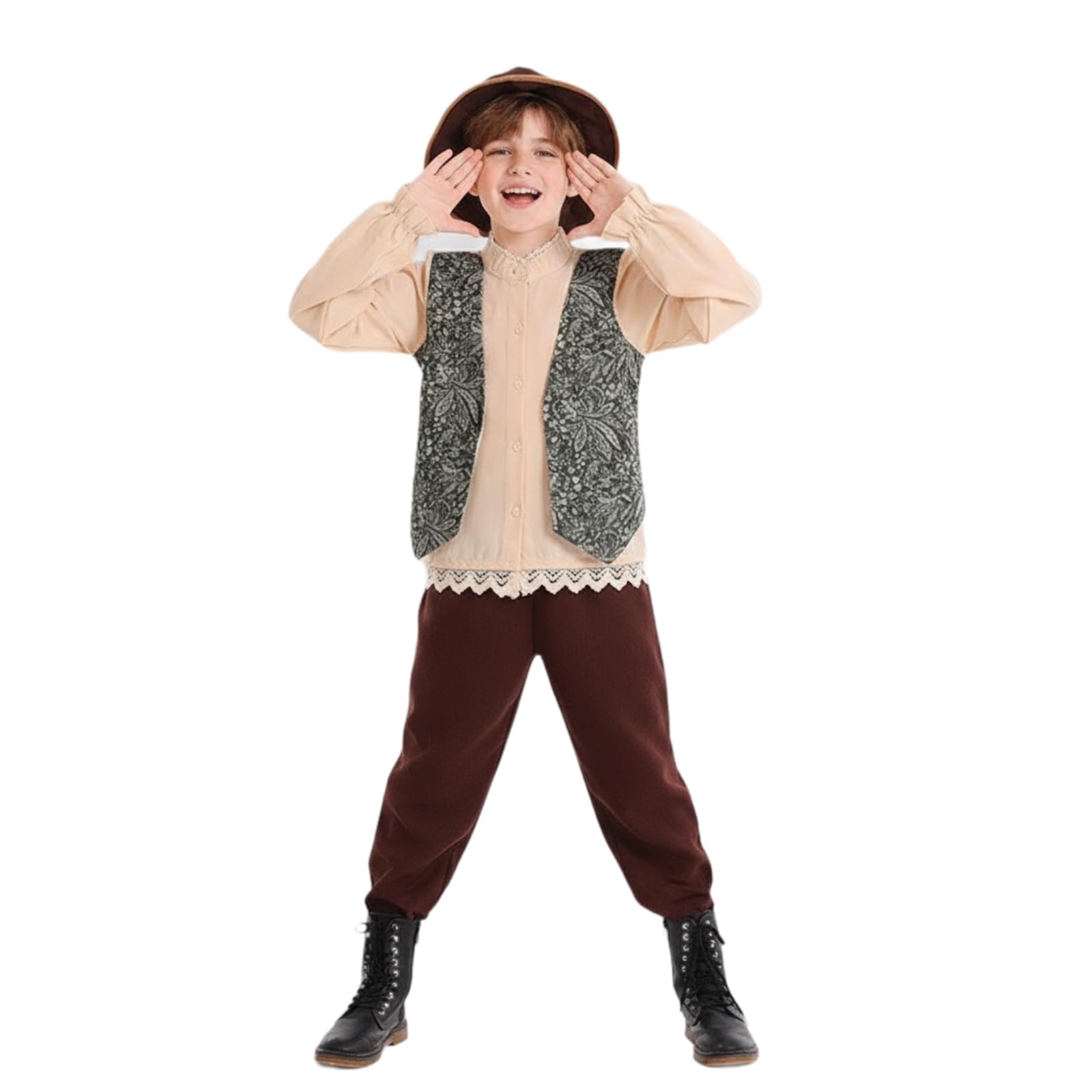 Costume Tradizionale Retrò Abbigliamento | Vintage, Abito Folk con Pantaloni, Ampio, per Spettacoli Teatrali, Recite Scolastiche