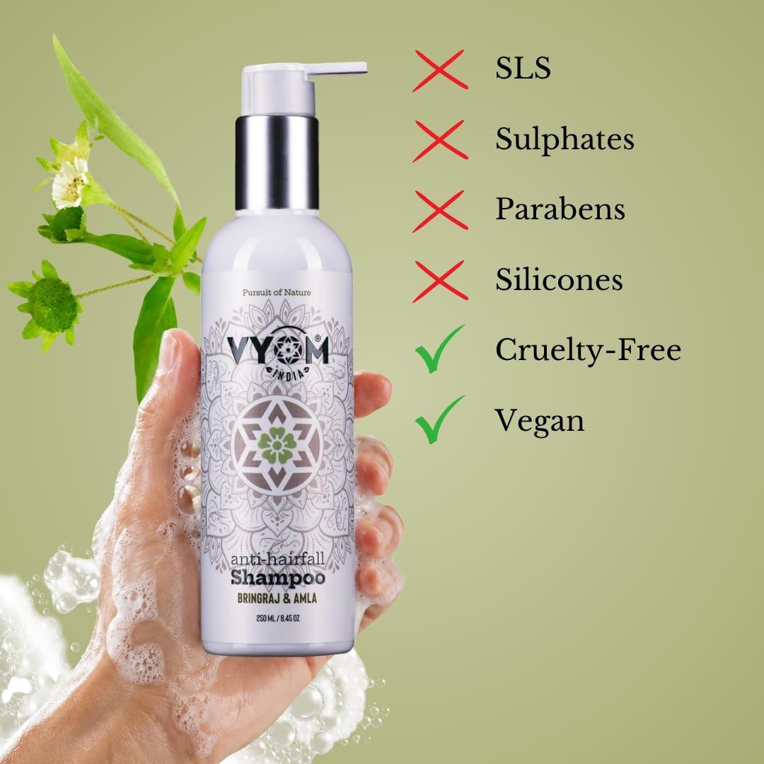 Vyom India Anti-Hairfall Shampoo 250ml | Bhringraj & Amla with Reetha & Shikakai | Herbal Hair Growth & Strengthening | Sulphate & Paraben Free Natural Shampoo for Men & Women 2