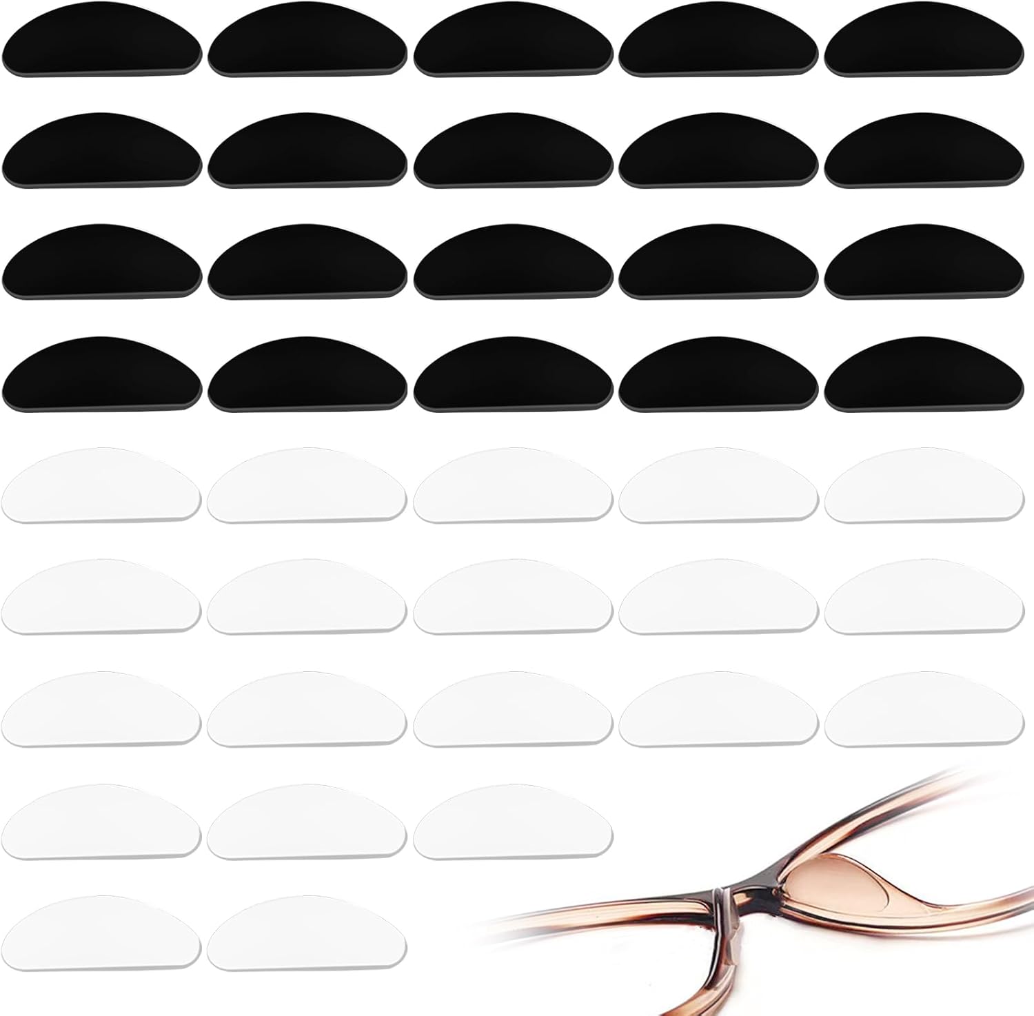 KMZ 20 Pairs Eyeglass Nose Pads for Glasses Soft AntiSlip Silicone