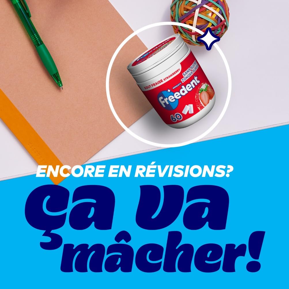FREEDENT Chewing-gum goût Fraise sans sucres 60 dragées 84g