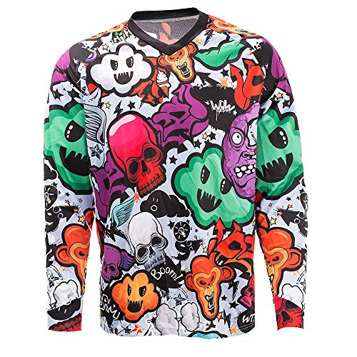 Weimostar Men's Cycling Jersey MTB T Shirt Long Sleeve Mountain Bike Motorcycle Outdoor Bicycle Clothes Large Skull