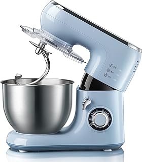 Mélangeur Sur Socle Multifonctionnel, Mélangeur Cuisine Électrique Robot Culinaire 1000W, Mélangeur Pâte À Tête Inclinable À 6 Vitesses Avec Bol Acier Inoxydable 5L, Batteur, Fouet,Crochet Pétrisseur