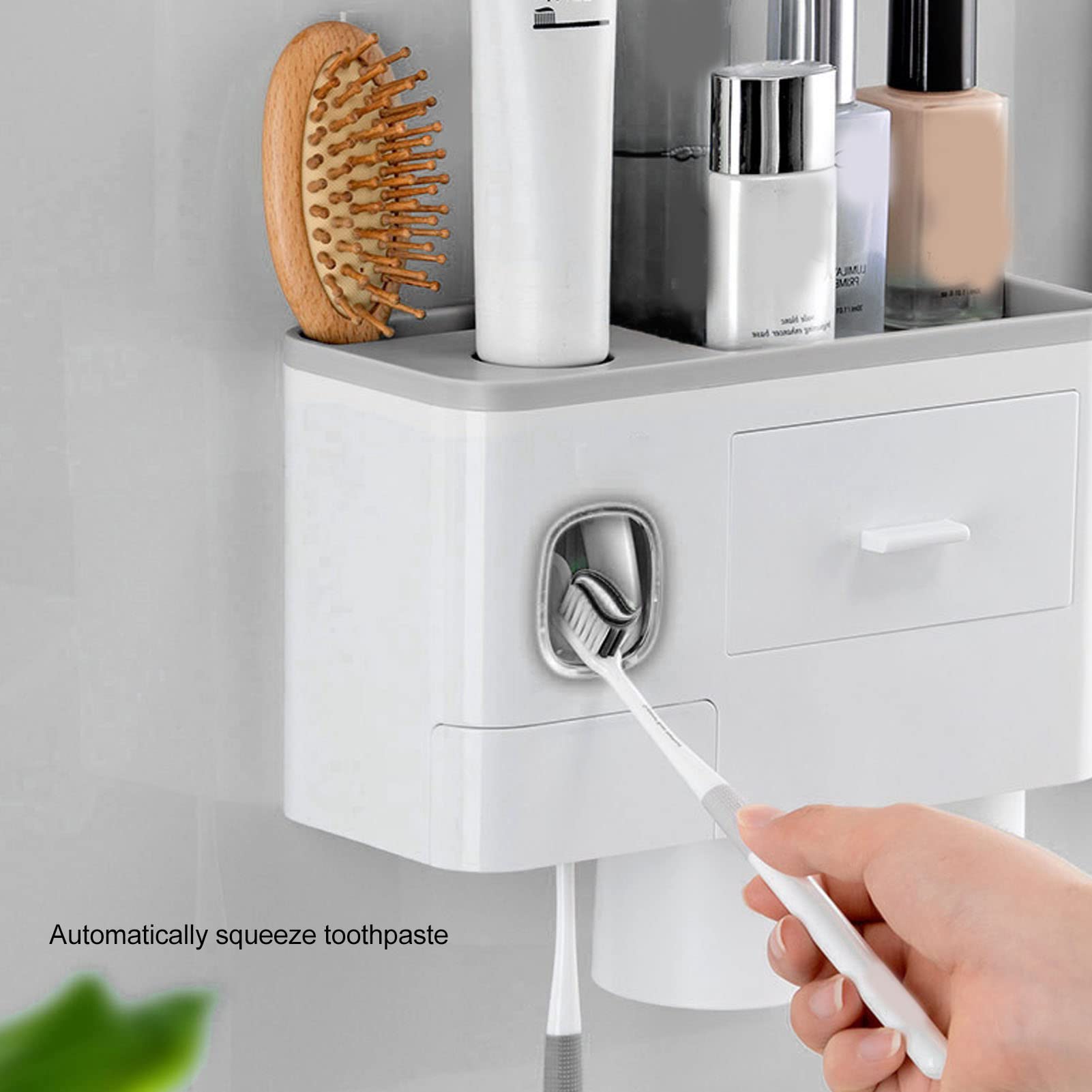 Juego de Soporte magnético para Cepillo de Dientes Colgante con dispensador de Pasta de Dientes, exprimidor, Soporte para cajón de tocador para Baño