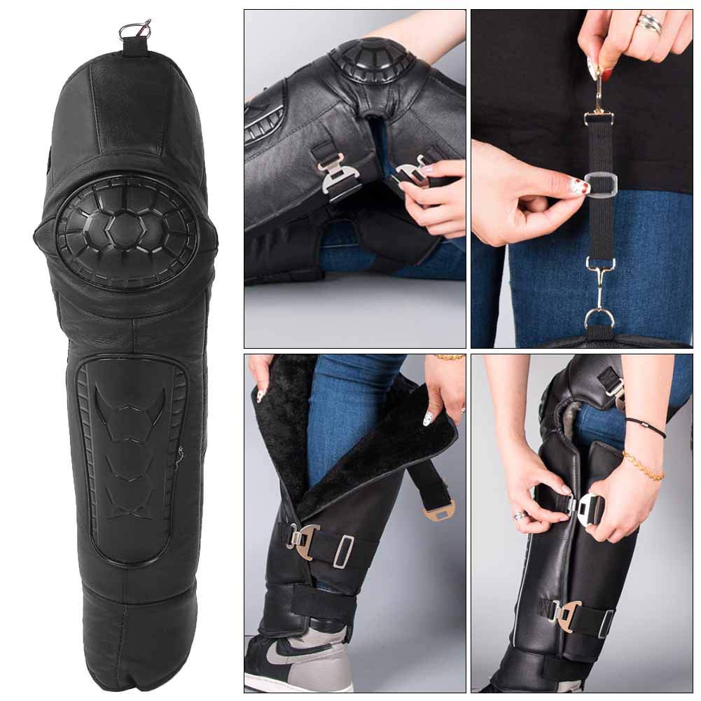 Ginocchiere per moto Resistenza alla caduta Sicurezza calda Allungamento Equipaggiamento da guida imbottito per equitazione invernale Spugna in pelle Lana artificiale in acciaio