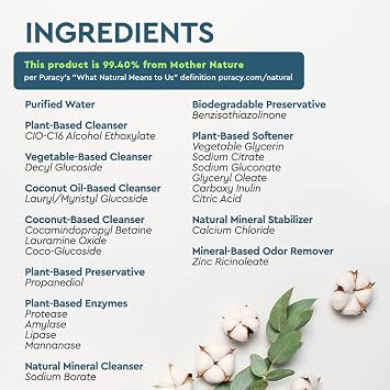 Puracy Laundry Detergent Refill - Enzyme-Powered Liquid Detergent Concentrate, (Free & Clear, 192 Loads) and Natural Dishwasher Pods - Non Toxic Dishwasher Detergent (Citrus Skies, 18 Loads)