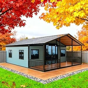 20 FT Foldable Modular House Portable Expandable Container House with 2-3 Bedrooms and 1 Full Bathroom and Kitchen Suitable for Adult Living Family Holiday Cabin Farm Residence Temporary Residence