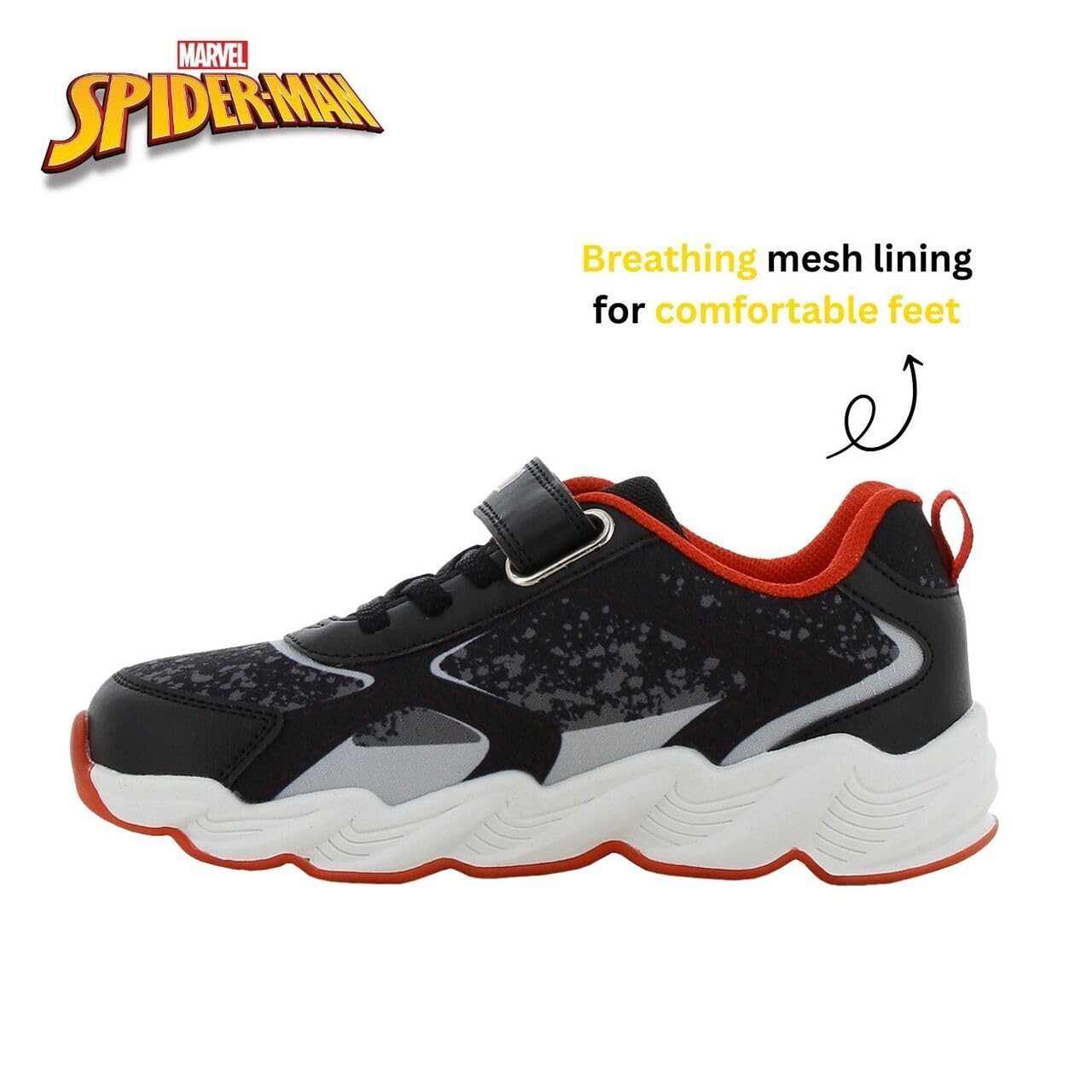 Leomil Spiderman Baskets Garçon Lumineuses Chaussure Enfant, Idéal pour l'école et Les Loisirs