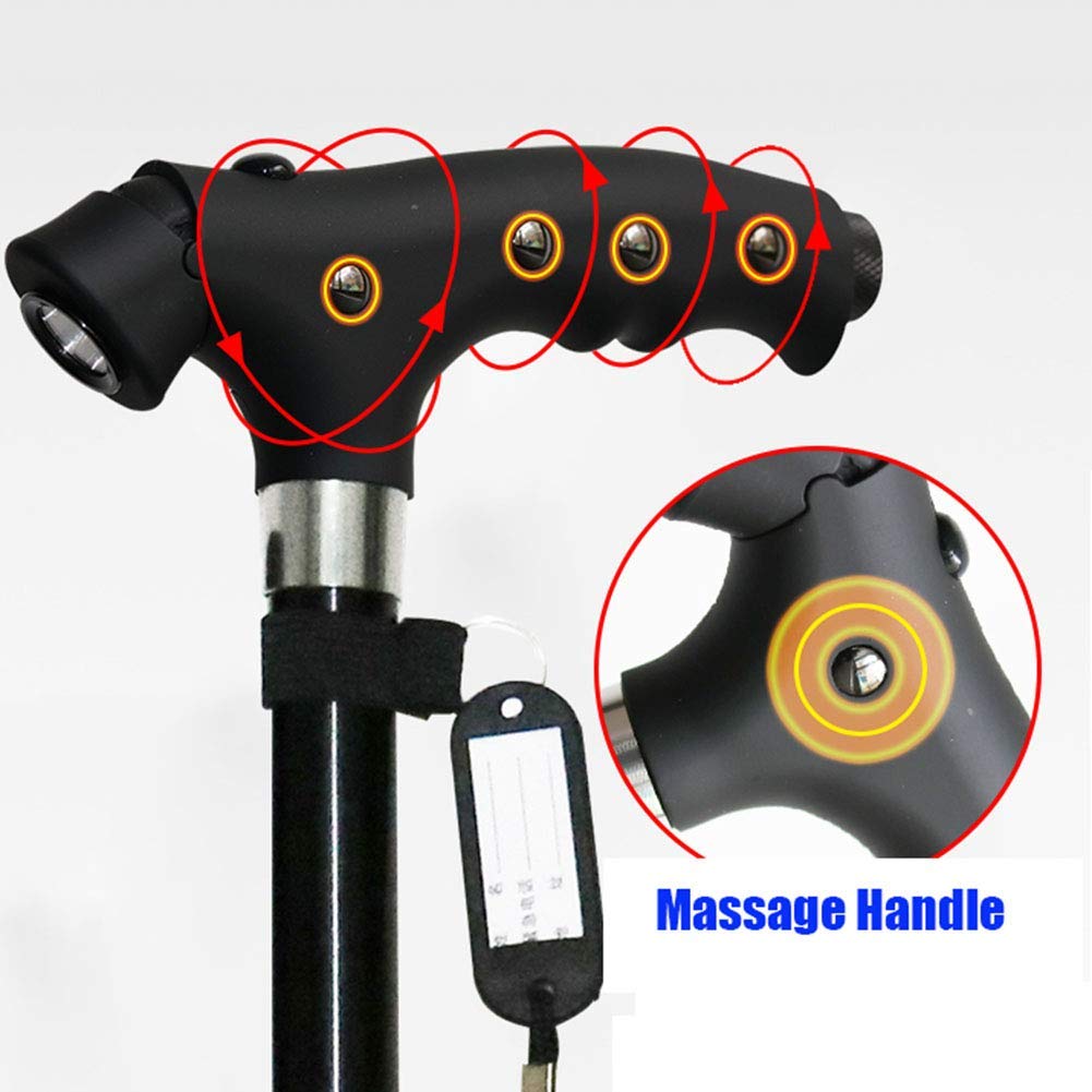 Bastón con luz LED con Mango ergonómico, 10 Niveles de Altura Ajustables, muletas para Personas Mayores, Hombres o Mujeres, bastón para discapacitados (Negro) Star of Light
