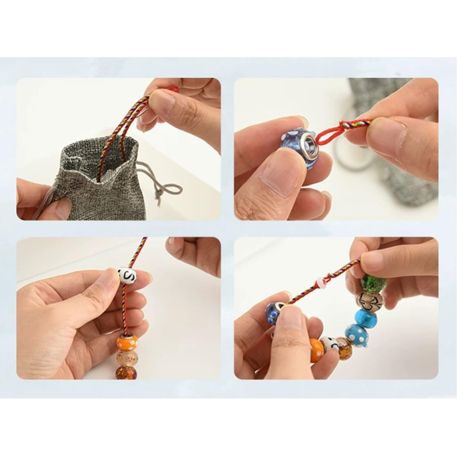 Juego Cuentas Hilo Montessori, Juguete Educativo Enhebrado Ensartado DIY | Kit Actividad Enhebrado Cuentas Pequeños, Kit Entrenamiento Sensorial Motricidad Fina con Bandeja Almacenamiento