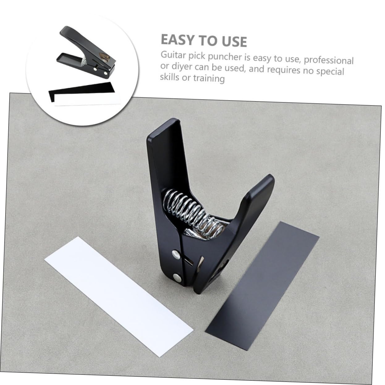 Punzone per Plettri Chitarra Nero, Kit Maker DIY R26e | Metallo e Plastica, per Musicisti e Professionisti, Portatile Design a Foro