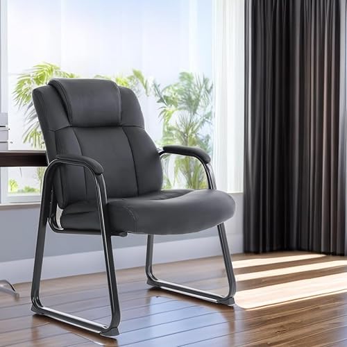 Miniatura 4 de CLATINA Silla de oficina grande y alta, silla de recepción de cuero de 400 libras con reposabrazos acolchado adherido, asiento ancho, base de