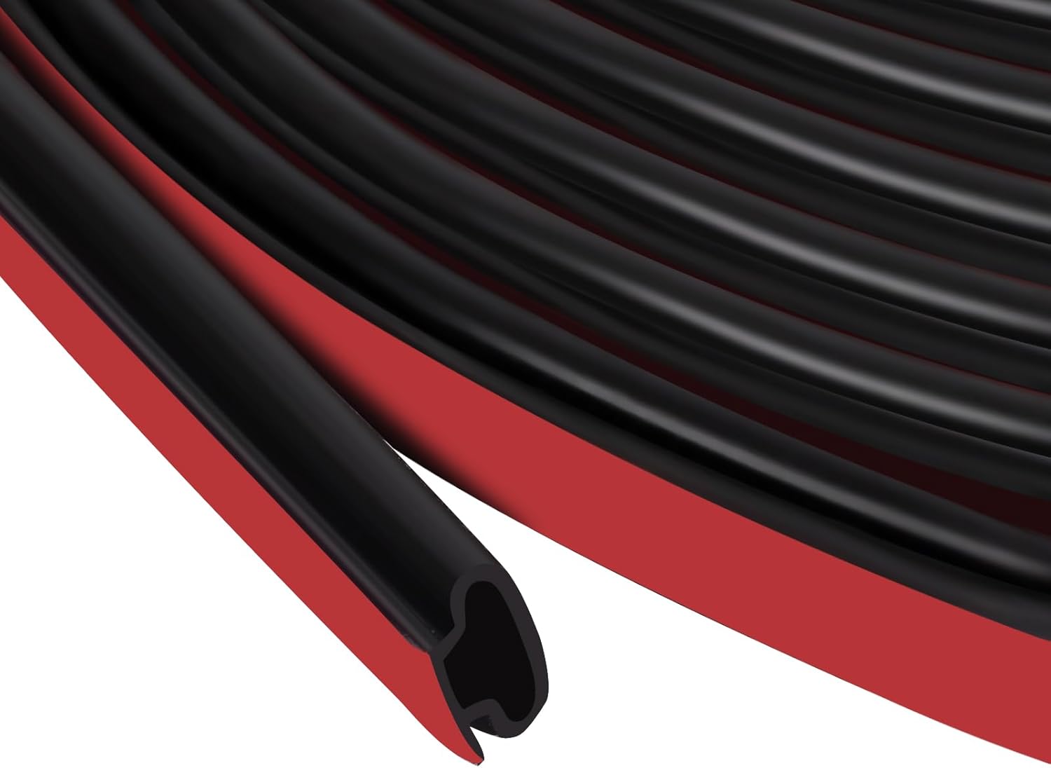 Weather Stripping Door Seal Self Adhesive D-Shape Rubber Weatherstripping Soundproofing Weather Strip for Window Door Frame Insulation Gap Blocker (Black, 40ft)