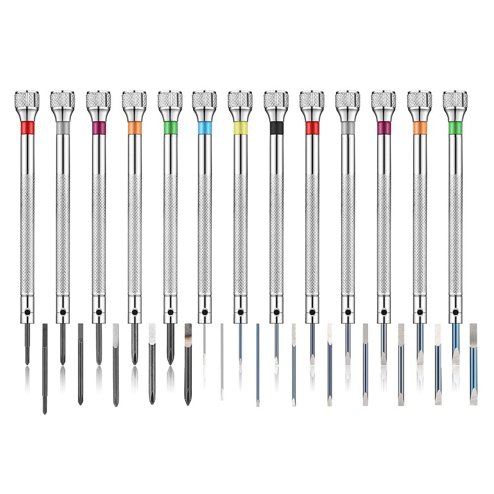 Aisuoka 13 Pcs Micro- Screwdriver Kit 0.6-2.0Mm 13 Extra Replace Blades For Watch Repair