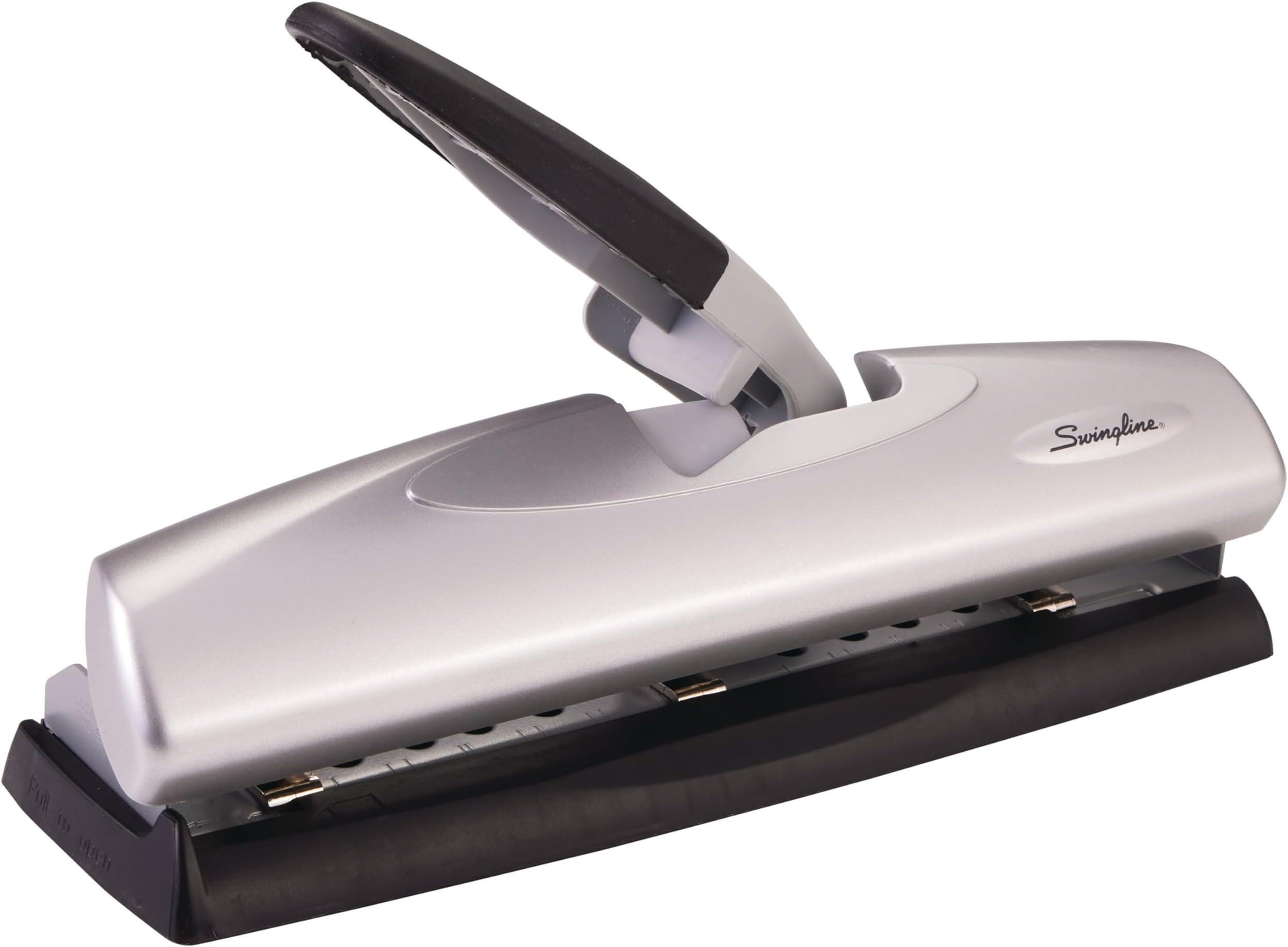 Swingline 3 Hole Punch, 20 Sheet Capacity Three Hole Puncher 3 Ring, Adjustable 2-7 Hole Paper Punch, LightTouch Low Effort, Black & Silver (74030)