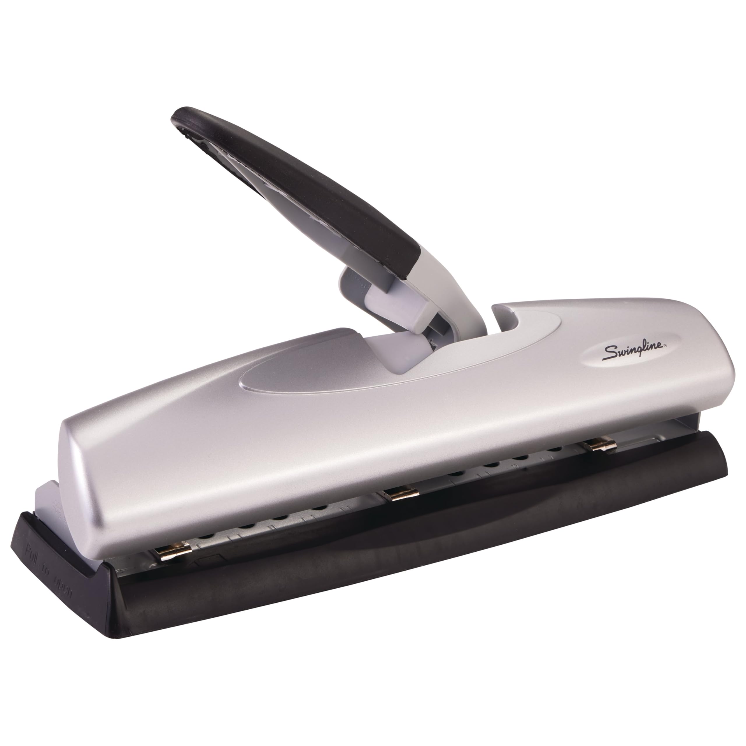 3 Hole Punch, 20 Sheet Capacity Three Hole Puncher 3 Ring, Adjustable 2-7 Hole Paper Punch, LightTouch Low Effort, Black & Silver (74030)