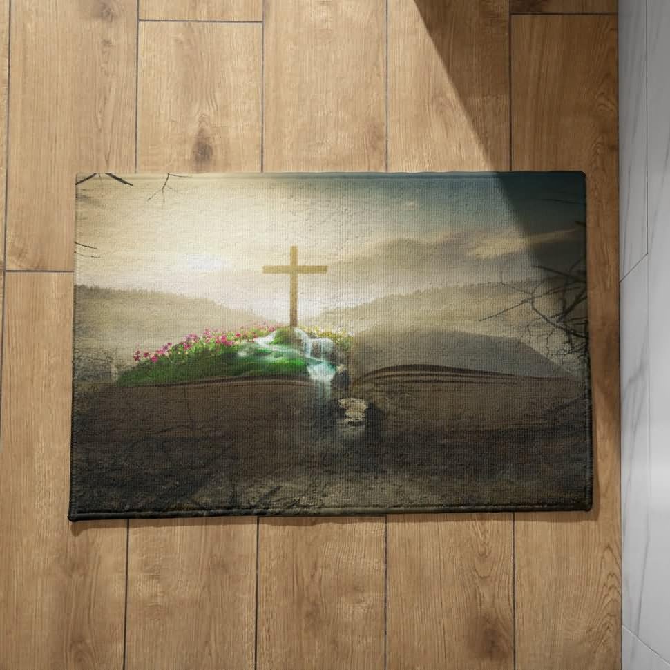 Tapis de cuisine antidérapant lavable en machine motifs croix 50x80cm