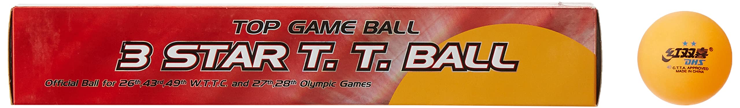 DHS TT Ball 40MM 3 Star Orange (6 Pcs Box) 30 PCS with SMART PRO TT Special Cover Speed RED 4