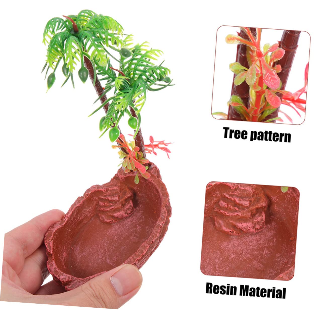 Accesorios para Fomentar la Alimentación de Resina para Reptiles Diseño Natural 2 Cuencos Verde Comederos Seguros para Serpientes y Reptiles en Terrarios