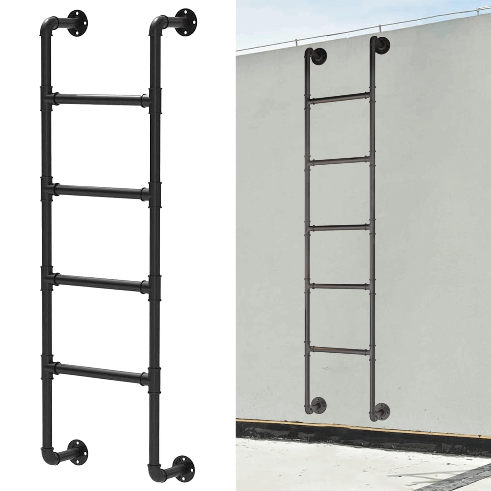 Escalera metálica de emergencia para ventanas de sótanos, montada en la pared, para uso doméstico, dormitorios, bibliotecas, literas, terrazas, autocaravanas, áticos y buhardillas (240 cm/94 pulgada