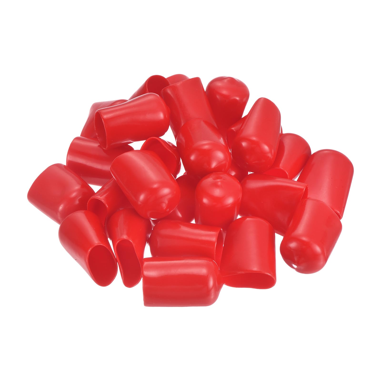 uxcell 100pcs Rubber End Caps 17mm(11/16") ID Vinyl PVC Round Tube Bolt Cap Cover Screw Thread Protectors Red