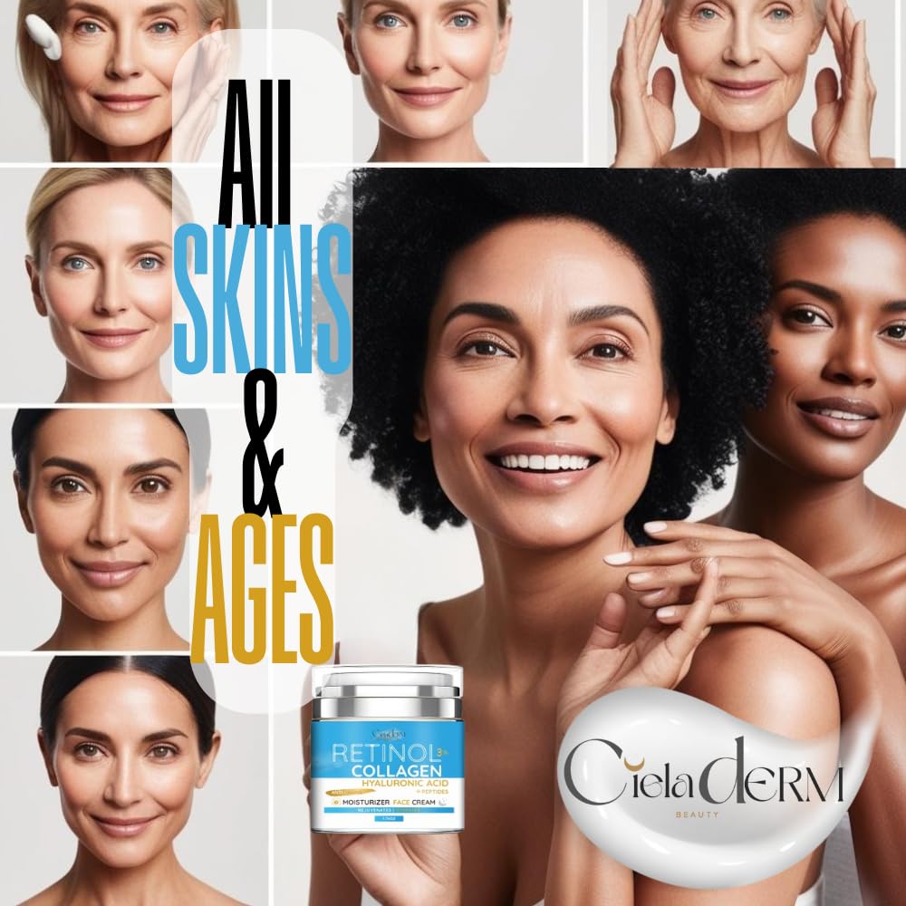 Cieladerm Hydrating Face Moisturizer – Lightweight, Anti-Aging Cream with Retinol, Hyaluronic Acid, Collagen & Vitamin E – Smooths Fine Lines, Non-Greasy Daily Face Cream for All Skin Types - Image 6