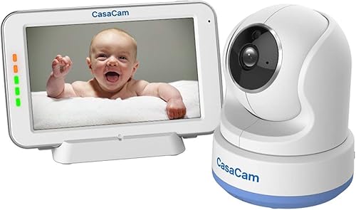 CozyCam BM200 Monitor de video para bebés con pantalla táctil de 5 pulgadas y cámara HD panorámica e inclinación, audio bidireccional, canciones de