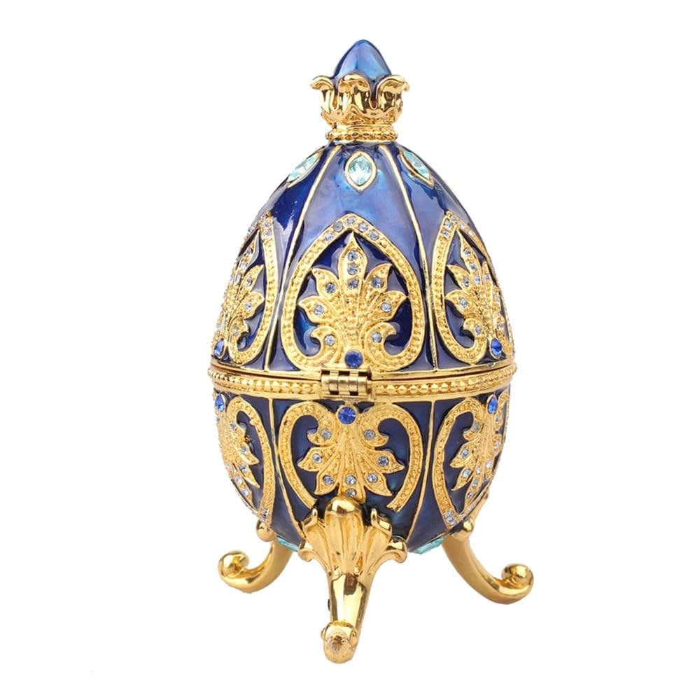 YOPI Egg Bejeweled Trinket Box, Metal Jewelry Container, Storage